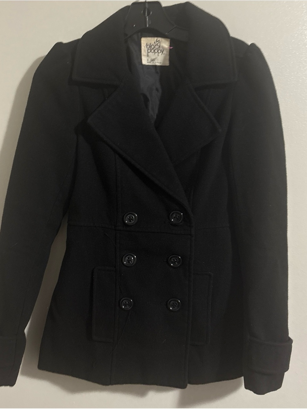 Black Poppy Black pea coat extra small